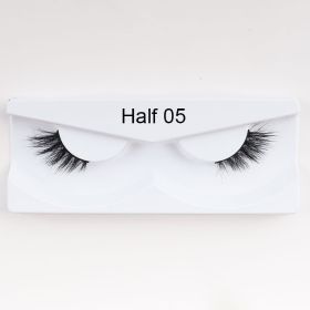 1Pair Mink Half Lashes Soft Thick Eye End Lengthening Faux Eyelashes Natural Long Handmade Eyelash Cross Curl 3D Lash For Makeup (Color: 5)
