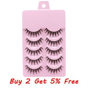 5Pairs Soft Fake Eyelashes Handmade Thick Wispy 3D Faux Mink Eyelash Natural Long Lashes Winged Lash Wholesale Eyelash Extension (Color: 025)