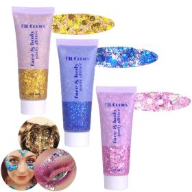 Body Face Chunky Glitter Gel: Pink White Silver Face Sparkles Glitter Gel Makeup (Color: 3PCS#3)