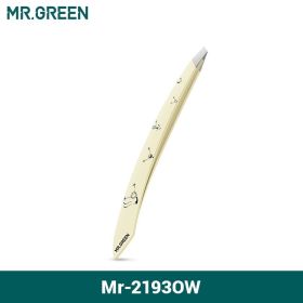 MR.GREEN Curve Handle Eyebrows Tweezers Professional Fine Hairs Puller Makeup Tools Stainless Steel Beauty Clips Removal (Color: Light Yellow)